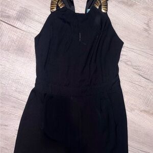 Black Jumpsuit with Gold Accent Strap